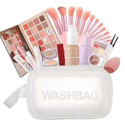 Full Face Makeup Set with 24 Eyeshadow Colors, Lipstick & Glamour Brush - Lvory B2/One Size