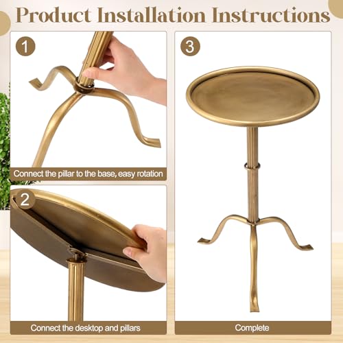 RattanView Bronze Metal Martini Side Table 2 Pcs Small Round Drink Table