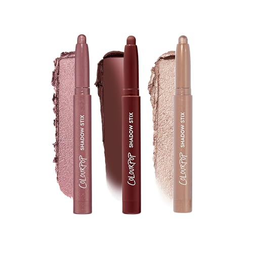 ColorPop Rose Goals Eyeshadow Stick Set - Matte & Metallic Vegan & Cruelty-Free Makeup Kit - Socialite, Next Spot, Plum Tart Variations