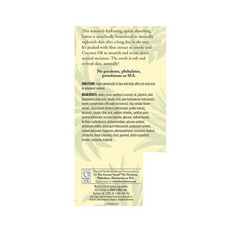 BURTS BEES Aloe After Sun Soother, 6 FZ