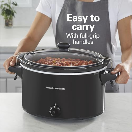 Hamilton Beach 10 Quart Portable Slow Cooker Black - Large Capacity, Easy Carry & Spill-Resistant Lid