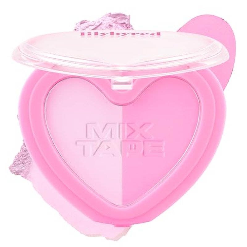 lilybyred Luv Beam Cheek Duo | Heart-Shaped Korean Dual-Tone Powder Blush, Tone-on-Tone Mixable Colors, Soft Glow with Fine Shimmer, Silky Texture, Blendable, All-Day Wear, 0.14 oz. (01 Funky Beam)