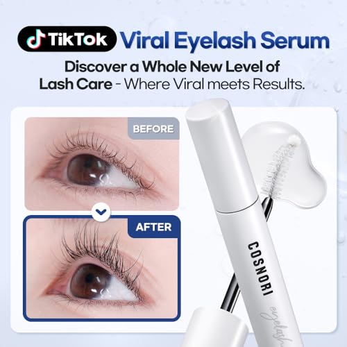 Eyelash Serum for Longer Thicker Lashes & Brows - Vegan, Peptides & Hyaluronic Acid, 0.3 fl oz