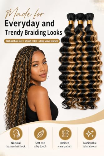 Blonde Deep Wave Human Braiding Hair Bundles - 22 Inch, 150g, Variation #P1B27-BRD-150g
