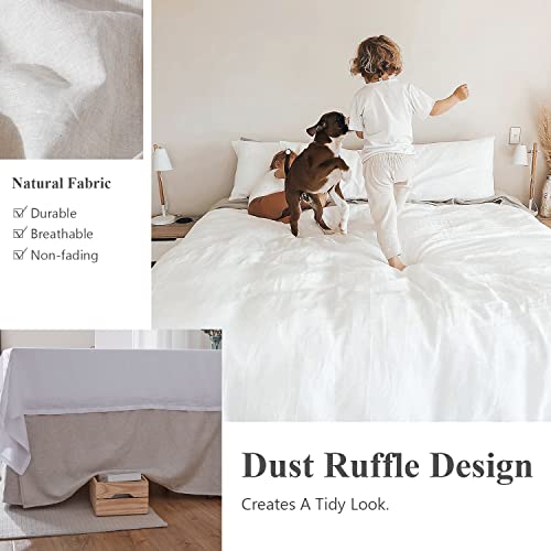 Flax-Basic Linen Bed Skirt with 14-Inch Drop for King Bed - Breathable Belgian Material