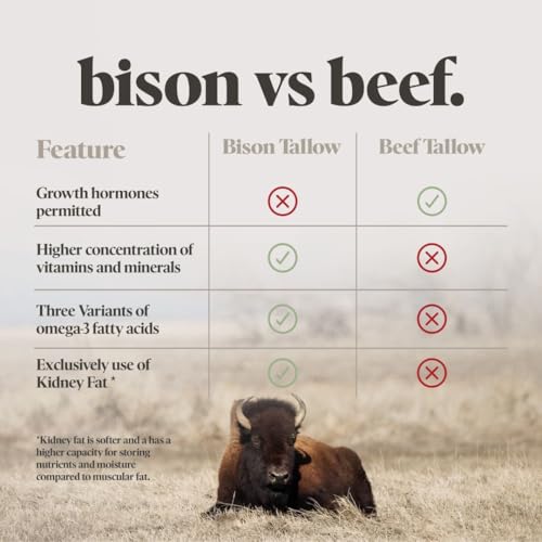 Buff Bar Bison Tallow Lip Balm Set - Variety Pack of 4, Unscented & Flavored