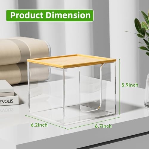 VITVITI Disposable Face Towel Holder Acrylic Box with Bamboo Lid - Clear 1