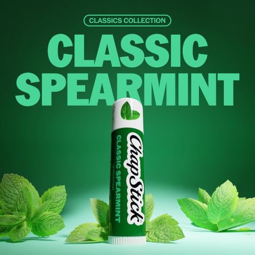 ChapStick Classic Spearmint Lip Balm 0.15 Oz Pack of 12 - Hydrating Flavored Lip Protectant
