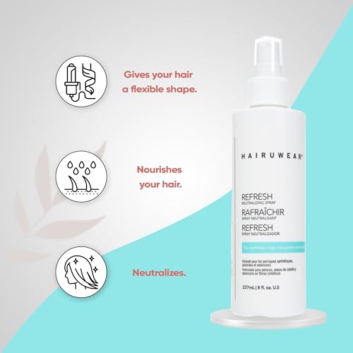 Synthetic Wig & Hairpiece Refresher Spray - Odor Neutralizer, Static & Frizz Control, 8 Fl Oz