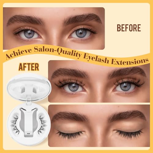 QUEWEL Magnetic-Eyelashes with Applicator, Upgrade 1 Pair Soft Magnetic Lashes, No Glue Needed Reusable Magnetic Eyelashes So Soft and Suitable for Beginners (Soft-Magnetic-A)
