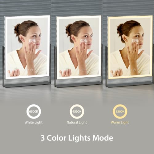 Rechargeable LED Makeup Mirror 14x10 White with 4000mAh Battery & Touch Controls