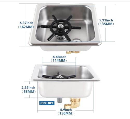 Glass Rinser for Kitchen Sink - Satin & Black, 6.9x6.4x4.4 Inches - Commercial Grade
