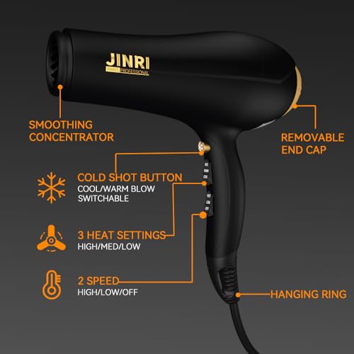 2000W Professional Hair Dryer with Diffuser & Nozzle – Fast Drying for Salon & Home Use