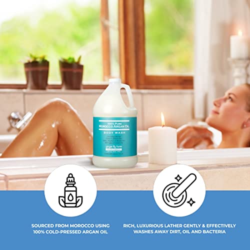 Argan Oil Body Wash 128oz - Pure Morocco Nourishing Shower Gel with Vitamins & Aloe Vera - Eco-Friendly & Cruelty-Free