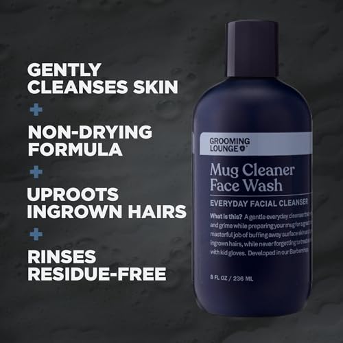 Grooming Lounge Mug Cleanser, Everyday Facial Cleanser For Men, Natural Face Wash, Sensitive Skin. Face Cleanser for a Hydrating, Deep Clean, 8 oz.