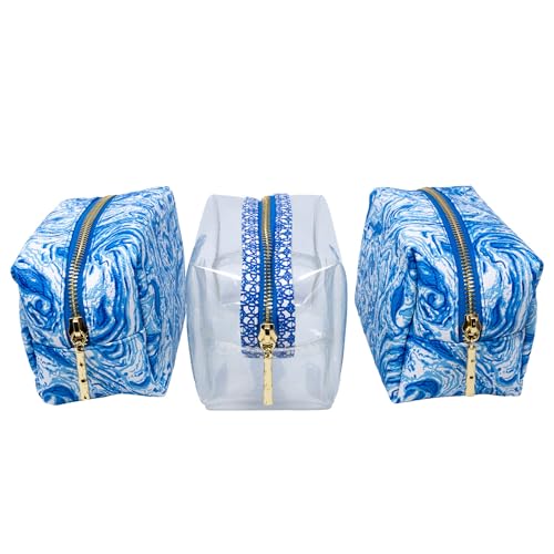 Travel Toiletry Bag Set with 4 Pieces - Vibrant Pattern, Organizer & Durable Leatherette