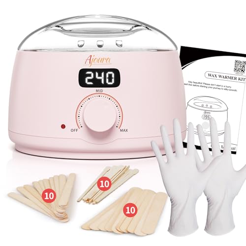 Ajoura Digital Wax Warmer Pink - Quick-Heat Hair Removal Kit with LCD Control