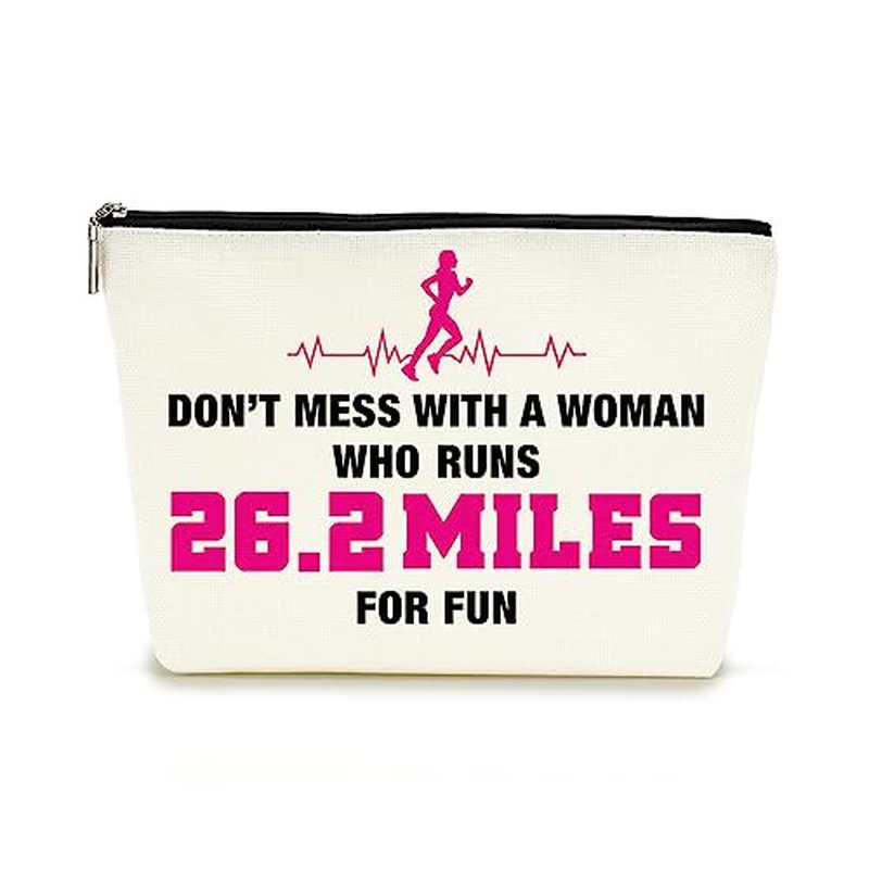 Decohim Inspirational Makeup Bag Cosmetic Bag Travel Pouch Marathon Runner Gifts for Women Birthday Christmas Graduation Gifts for Running Lover Runner Friend Bestie Don't Mess With A Woman