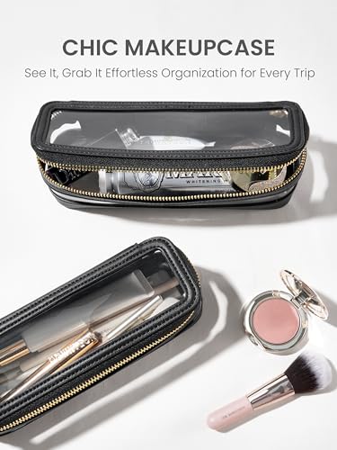 Small Waterproof Toiletry Organizer Train Case Black - Transparent Makeup Bag