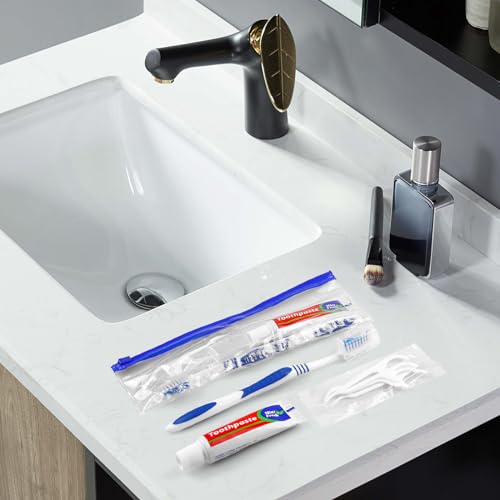 SLequipo Disposable Travel Toothbrush Kit with Toothpaste & Floss Picks (100 pcs)