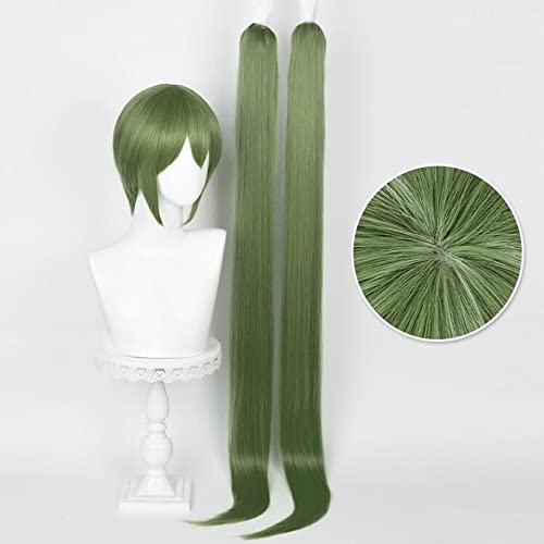 Osseoca Dark Green Long Double Ponytail Wig for Cosplay & Daily Wear