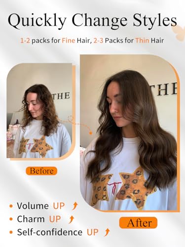 YILITE Dark Brown Butterfly Hair Extensions 14 Inch Human Remy Hair #2 40g