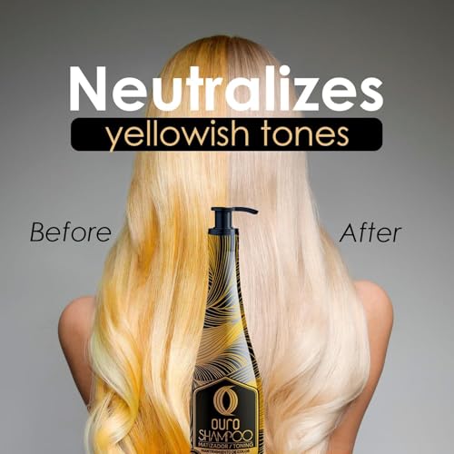 OURO Black Toning Shampoo for Dark Brown & Black Hair – Color Deposit, Shine & Maintenance 33.8oz