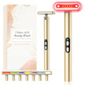 Red-Light-Therapy-Wand-for-Face, 7 Colors LED Light Therapy Wand Eye Facial Red & Blue Rejuvenation Tool, Face Massager, Golden
