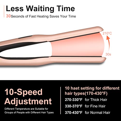 Rose Gold 3/10 Inch Mini Hair Flat Iron with 13 Temp Settings & LCD Display
