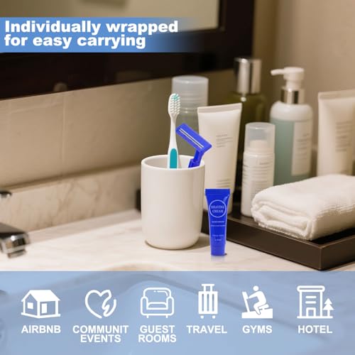 RSQAZQ 100 Pack Disposable Razors with 0.34oz Shaving Cream - Travel Friendly, Mild Formula for Sensitive Skin