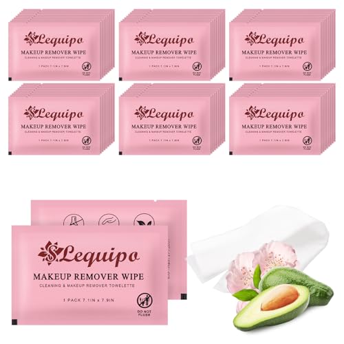 100 pcs Makeup Remover Wipes Individually Wrapped, Single Use Travel Makeup Remover Cloth for Face (PINK)