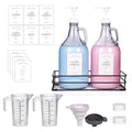 2 Pcs Glass Liquid Laundry Detergent Dispenser, Half Gallon Dispenser for Laundry Room (64 oz. Each), Laundry Detergent Bottles with Pump Dispenser -Includes Labels, Measuring Cups,Wooden Stand