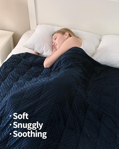 Weighted Blanket for Adults 60x80 Inches Navy Blue 15 lbs Queen Size