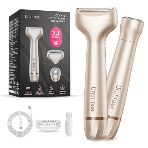 Electric Razor for Women 2-in-1: Painless Rechargeable Shaver for Face Legs Underarms and Bikini Area ? Travel Lock