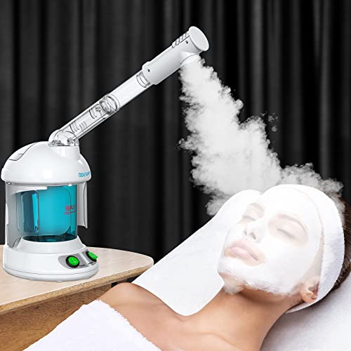 Facial Steamer - DENFANY Nano Ionic Face Steamer with Extendable 360¡Æ Rotating Arm - Portable Facial Steamer for Personal Care at Home or Salon (Blue)