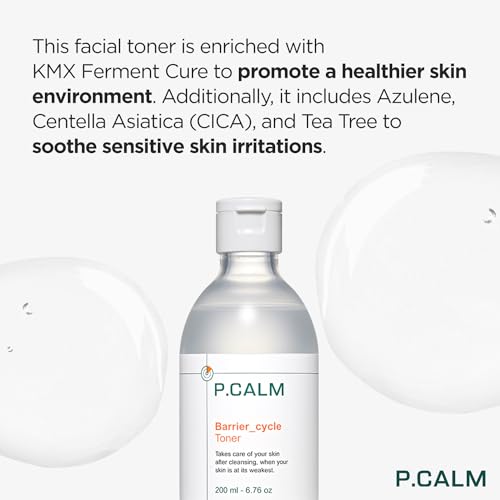 P.CALM Barrier Cycle Toner ? Azulene & Centella Asiatica for Deep Hydration & Skin Barrier Strengthening, Korean Vegan Facial Toner for Sensitive Skin (500ml / 16.9 fl.oz)