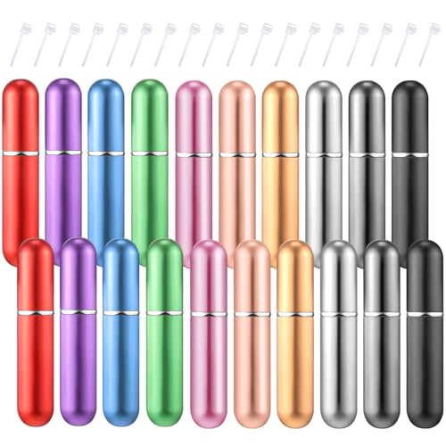 Boao 20 Pcs 5 ml Perfume Travel Refillable Atomizer Mini Cologne Perfume Atomizer Refillables Bulk Portable Mini Spray Bottle Compatible with Dispenser Pump Transfer Tool for Outgoing