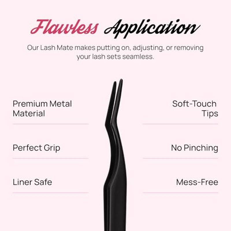 Full Out Glam LashMate Lash Applicator Tool - Precision Eyelash Tweezers for Magnetic Eylashes, Clusters, and Extensions - Soft-Touch Tips, Liner-Safe, Pinch-Free