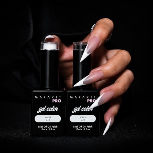 Black and White Gel Nail Polish Set - High Pigment UV LED 15ml