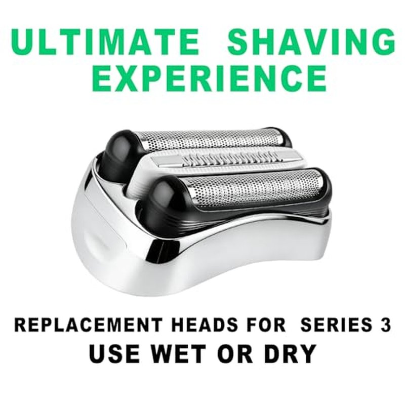 32S 2PC Series 3 Braun Electric Shaver Replacement Head compatible with Br-aun Series 3 Foil Shaver Replacement Heads S3 3040s 3080s-4 370cc 3070cc 3000s 3010, 3090cc Etc