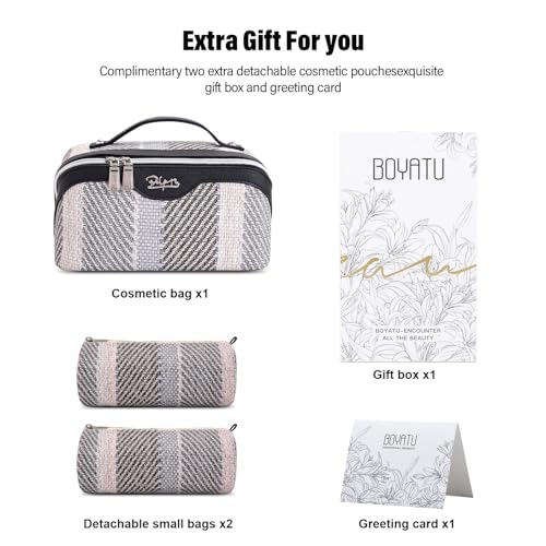 BOYATU Black Makeup Bag C-4 Travel Organizer with Detachable Small Bags