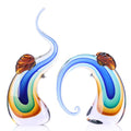 Murano Glass Elephant Statues Set - Hand Blown Blue Art Sculpture for Home & Office Decor
