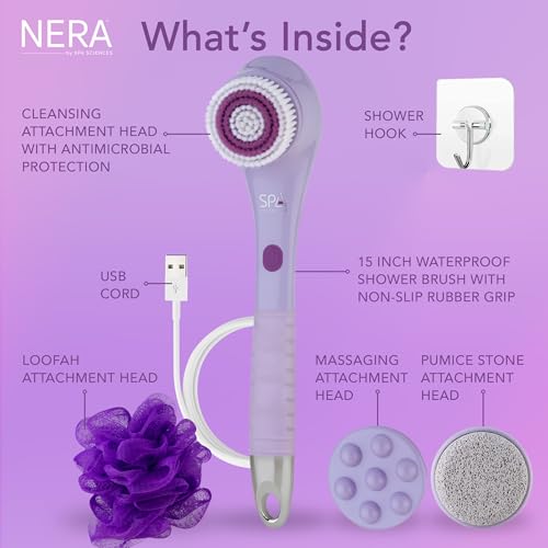 Spa Sciences NERA 4-in-1 Sonic Shower & Body Cleansing System – Lavender