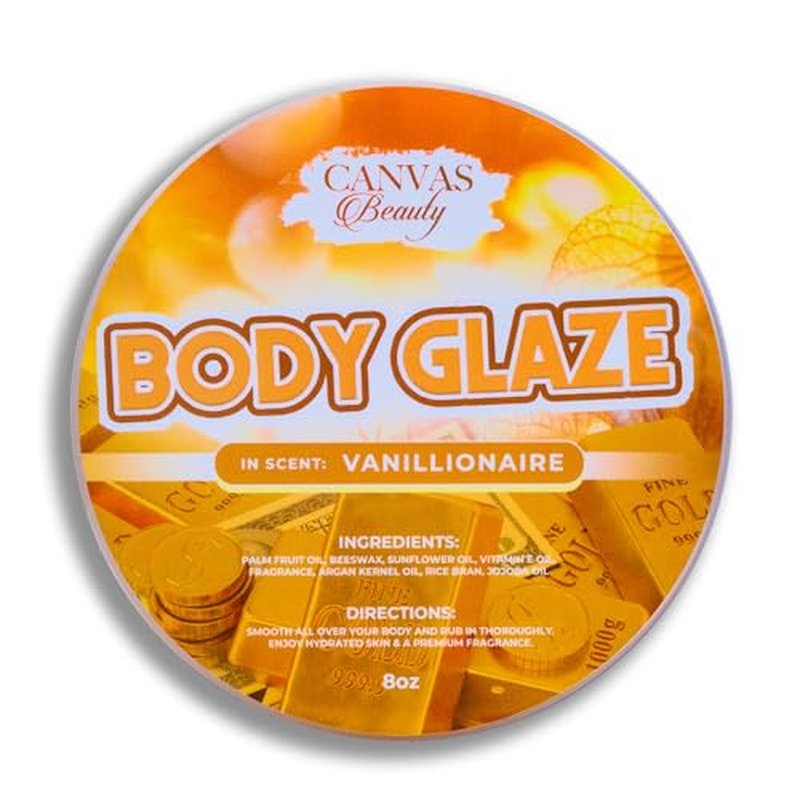 Canvas Beauty Body Glaze, Moisturizing Non-Greasy Body Butter for Women With Beeswax, Jojoba Oil, and Rice Bran for Soft and Glowy Skin (VANILLIONAIRE)
