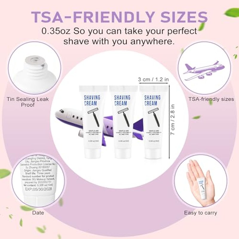 50 Shaving Cream Bulk Travel 10ml/0.35fl oz,Disposable Shaving Cream in Bulk Travel Shave Cream for Hotel Homeless,Verbena