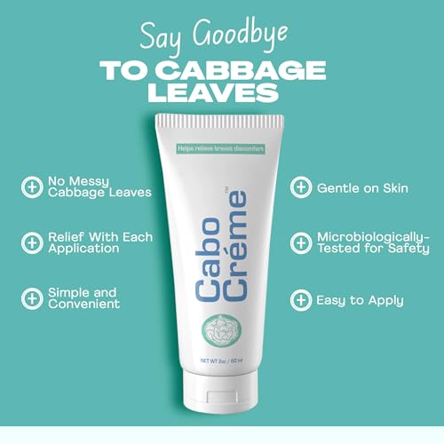 CaboCr?me Cabbage Breast Cream for Tenderness & Engorgement Relief, Breastfeeding Weaning Support - Dry Up Breast Milk - Postpartum Essential - OB-GYN Created & Breastfeeding Mother-Approved, 2-pack