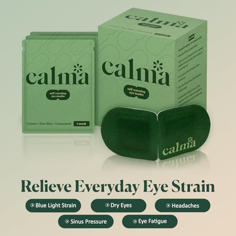 16 Pack Calma Heated Eye Mask - Hot Compress For Eye Fatigue - Helps Relief Dry Eyes, Blue Light Strain, Headaches and Dark Circles (Unscented)