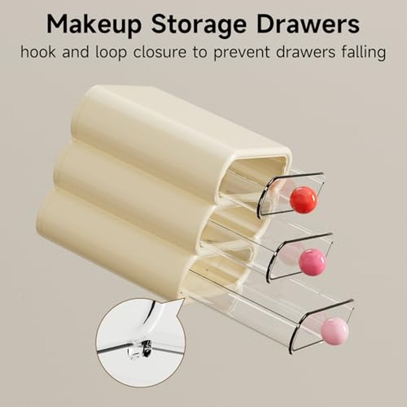 3-Drawer Desktop Organizer, Compact Vanity Drawer Organizer for Makeup, Small Plastic Drawer Containers for Bathroom, Cabinet