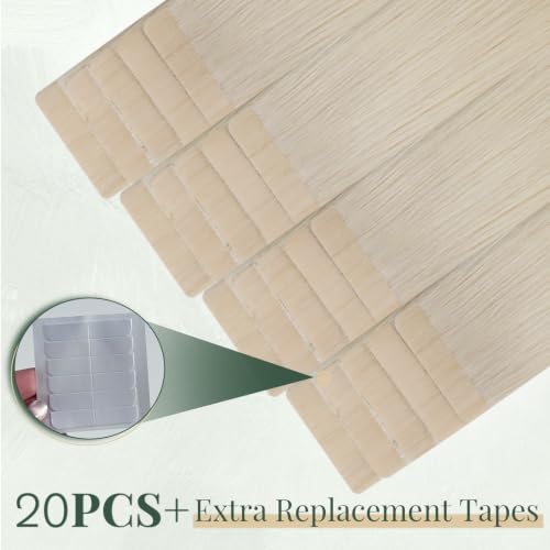 Ugeat Blonde Tape-In Hair Extensions 12 Inch Human Hair - Variation 60A - 20PCS, 30G