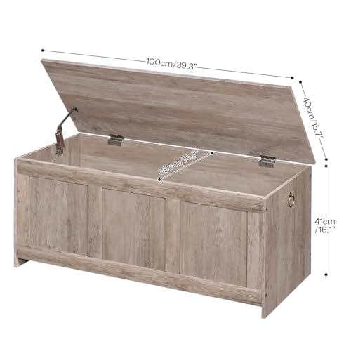 39.3-Inch Wooden Storage Bench with Lift Top - Retro Toy & Entryway Organizer, Greige Variation